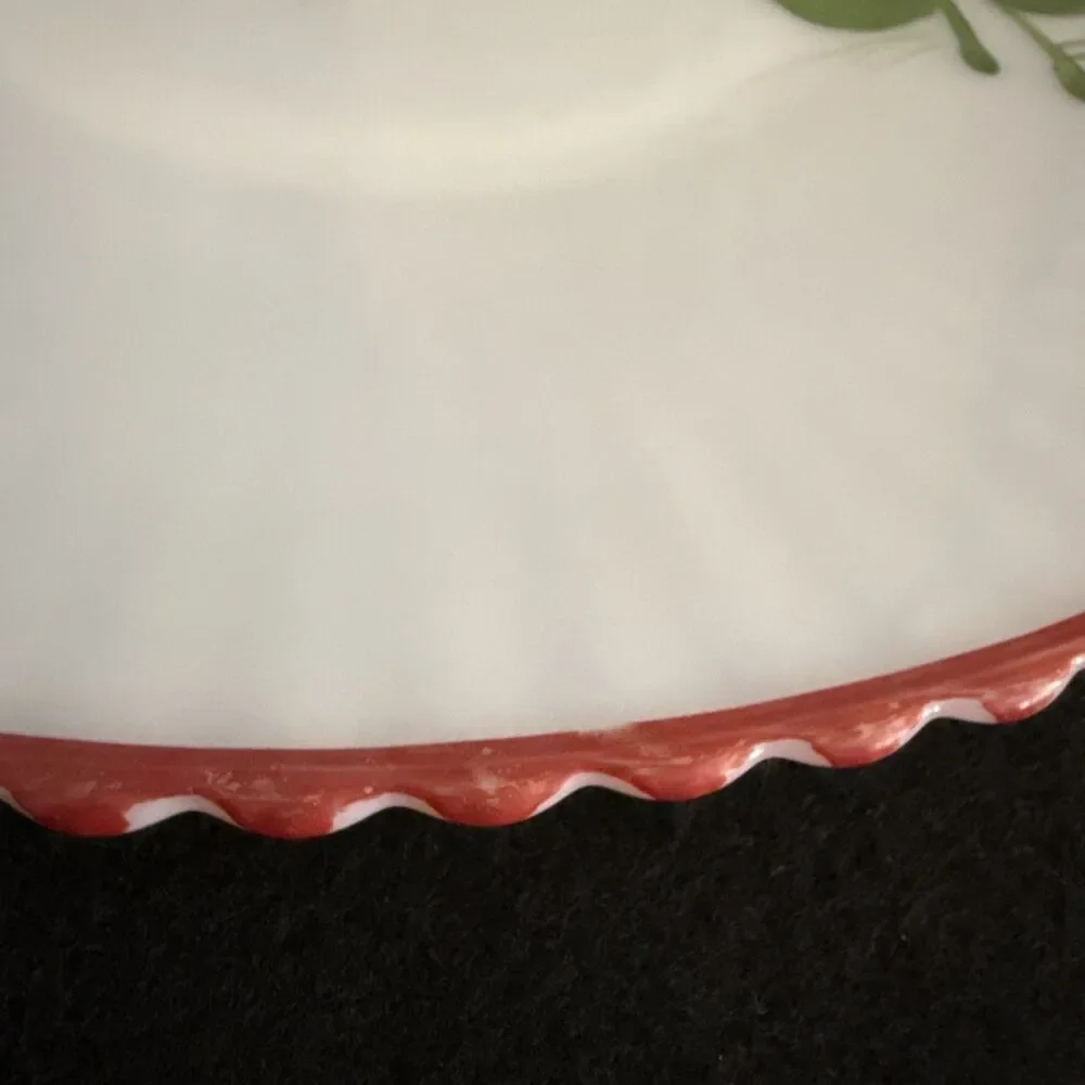 MacBeth Evans Monax Floral & Red Trim Petalware 11